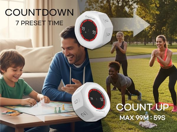 Creaviva digital visual cube timer with count down countup