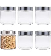 Lawei 6 Pack 27 Oz Clear Glass Jars with Stainless Steel Lids - Glass Food Canister Set Food Stor...