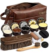 Shoe Care Kit – 16-in-1 Leather Shoe Polish, Cleaning & Conditioning Kit with Saddle Soap & Mink ...