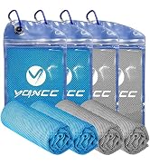 YQXCC 4 Pack Cooling Towels (47"x12"), Ice Cool Neck Towel, Soft Breathable Microfiber for Yoga, ...