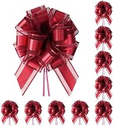 TIMESEEK 10-Pack Wine Red Pull Bows for Gift Wrapping - 6 Inch Reusable Ribbon Bows, Large Instan...