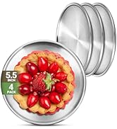 Offiper Stainless Steel Plates, 4 Pack 5.5 inch 304(18/8) Metal Food Serving Plate Set, Reusable ...