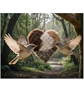 FORFAXE Alpaca Fiber Bird Nesting Heart, Handmade Birds Nests Material Holder, Refillable Birds H...