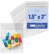 Seal Fresh 1.5 x 2 Inch Resealable Plastic Bags 1000 Pack — Clear Reclosable Mini Bags with Zippe...