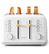 BUYDEEM DT640 4-Slice Toaster, Extra Wide Slots, Stainless Steel with High Lift Lever, Bagel and ...