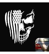 Pniwuno American Flag Skull Decal, Distressed Skull Bumper Reflective Stickers, Removable Waterpr...