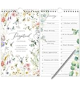 Perpetual Calendar – Undated Calendar 12-Month, 6'' x 10'' with 2 Lines Per Days, for Birthday, A...