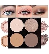 Eyeshadow Quad, Nude Brown Matte Shimmer Eye Shadow Makeup Powder Palette, Suitable for Women's D...