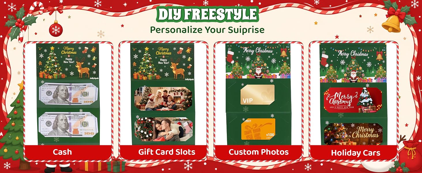 New 6Pcs Christmas Money Holders for Cash & Gift Card Holders