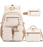 Similove Backpack for Teen Girls, 3PCS School Backpack for Girls with Lunch Box & Pencil Case, Ki...