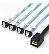 OIKWAN Internal Mini SAS HD to SATA Right Angle Cable 3.3 Feet, 1m (SFF-8643 to SATA Forward Brea...