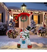 Juegoal Christmas Outdoor Decorations, 52 Inch Solar Xmas Snowmen Pathway Lights, Decorative Gard...
