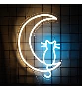 Cat Neon Sign Suitable for Wall Decor, USB Powered Dimmable Moon LED Neon Lights for Bedroom, Man...