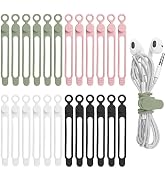 Nearockle 24Pcs Silicone Cable Straps Wire Organizer for Earphone, Phone Charger, Mouse, Audio, C...