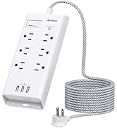 Power Strip Surge Protector - Addtam 10Ft Long Extension Cord with 6 Outlets and 3 USB Ports, Fla...