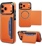 iMangoo for iPhone 18 17 Pro Max Wallet Card Holder Case for MagSafe Orange | Slim Fit PU Leather...
