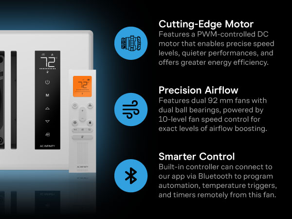 Register Booster Fan Improves Heating Cooling 10-Speed Control Bluetooth App Control
