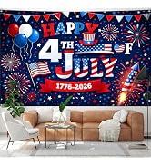 4th of July Banner, Patriotic Party Decorations Backdrop, Independence Day Wall Hanging for Home ...