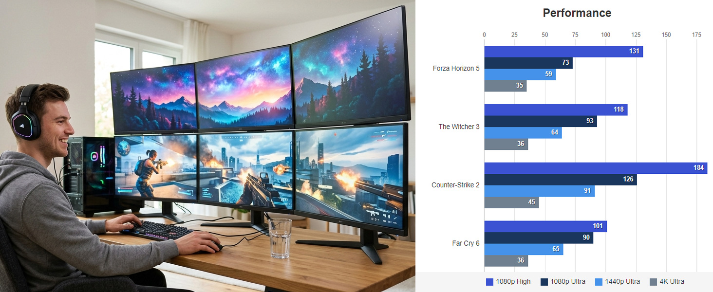 SRhonyra RX 5700 XT GDDR6 8GB multi-monitor graphics card gaming performance banner