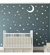 Easma Star Wall Decals (191stars+1moon+1heart) 3 Size White Stars and Moon Decals Removable Peel ...
