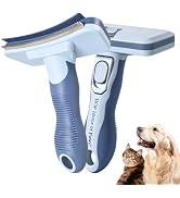HOP Blue 2-in-1 Double-Layer Retractable Pet Deshedding Brush for Dogs&Cats | 410&420 Stainless S...