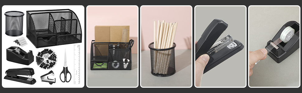 black office supplies and accessories