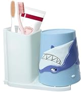 Lily's Home Kids Toothbrush Holder - 3D Shark Tumbler & Organizer Set - Fun Bathroom Storage Deco...