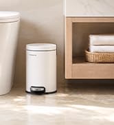 SONGMICS Bathroom Trash Can, 1.3 Gallon (5 L) Small Trash Bin with Lid, Slim for Small Spaces, St...
