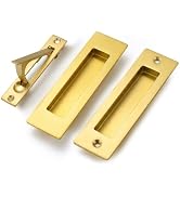 Elfthloo 6 in Pocket Door Pulls Set Solid Wood Sliding Door Hardware Kit, Capable of Flush Finger...