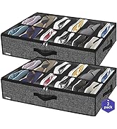 Onlyeasy Sturdy Under Bed Shoe Storage Organizer, Set of 2, Fits Total 24 Pairs, Underbed Shoes C...