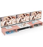 WESTREE Triple Dual Monitor Stand Riser, 56" Extra Long Monitor Stand for 1~2~3 Monitors, Monitor...