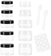 10 Pieces Small Travel Containers, 3/5/10/15/20 Gram Size Travel Containers for Creams, Sample Co...