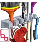 Berry Ave Broom Holder Wall Mount and Garden Tool Organizer, Closet Storage, Kitchen Rack, Home O...