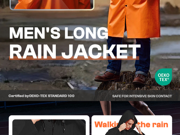 LONG MENS RAIN JACKET