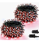 2 Pack Red and White Christmas Lights Indoor Outdoor, Super Bright 66FT 200 LED String Lights Wat...