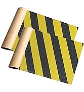 ZUEXT 2 Pack 9" x 33" Skateboard Grip Tape Sheets, Bubble Free Waterproof Black and Yellow Stripe...