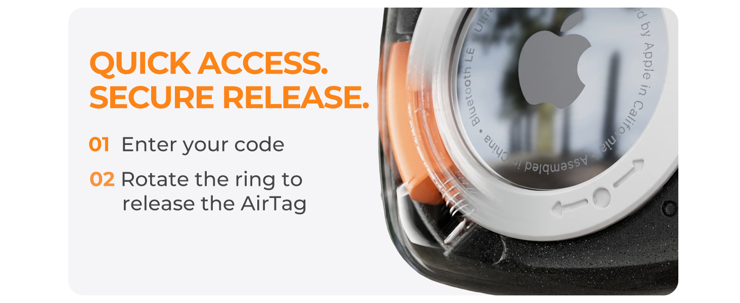 Lock internal mechanism with code access for quick, secure use on luggage, bags, keys, and pets.