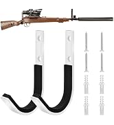 White Gun Rack Storage Wall Mount Shotgun Rifle Hook Horizontal Metal Gun Hanger for Any Rifles S...