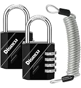 Disecu 4 Digit Combination Lock Outdoor Waterproof Padlock with Steel Cable for Gym Locker, Helme...