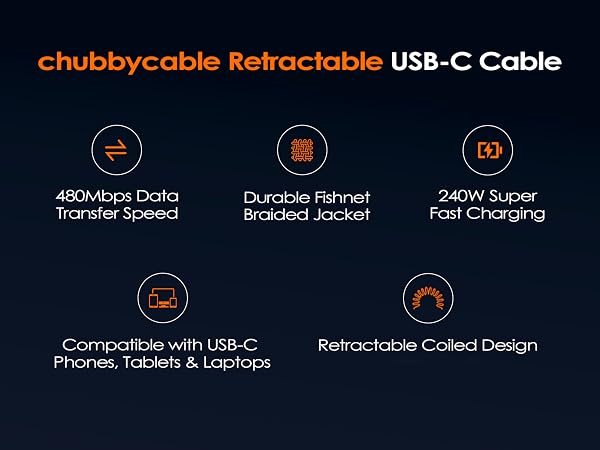chubbycable Retractable USB-C Cable