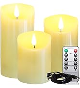 Lezonic Rechargeable Flickering Flameless Candles Battery Operated with Remote and Timer, Pack of...