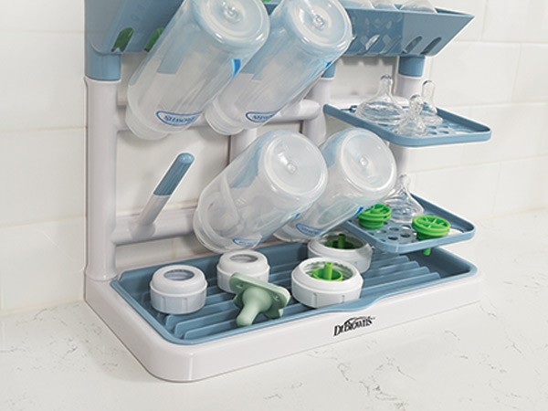keep bottle parts clean, dry, and organized, saving valuable counter space