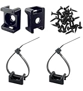 HS Saddle Type Cable Zip Tie Mounts Base Kit with Screw Hole,Set Strong 6 Inch Nylon Cable Ties a...