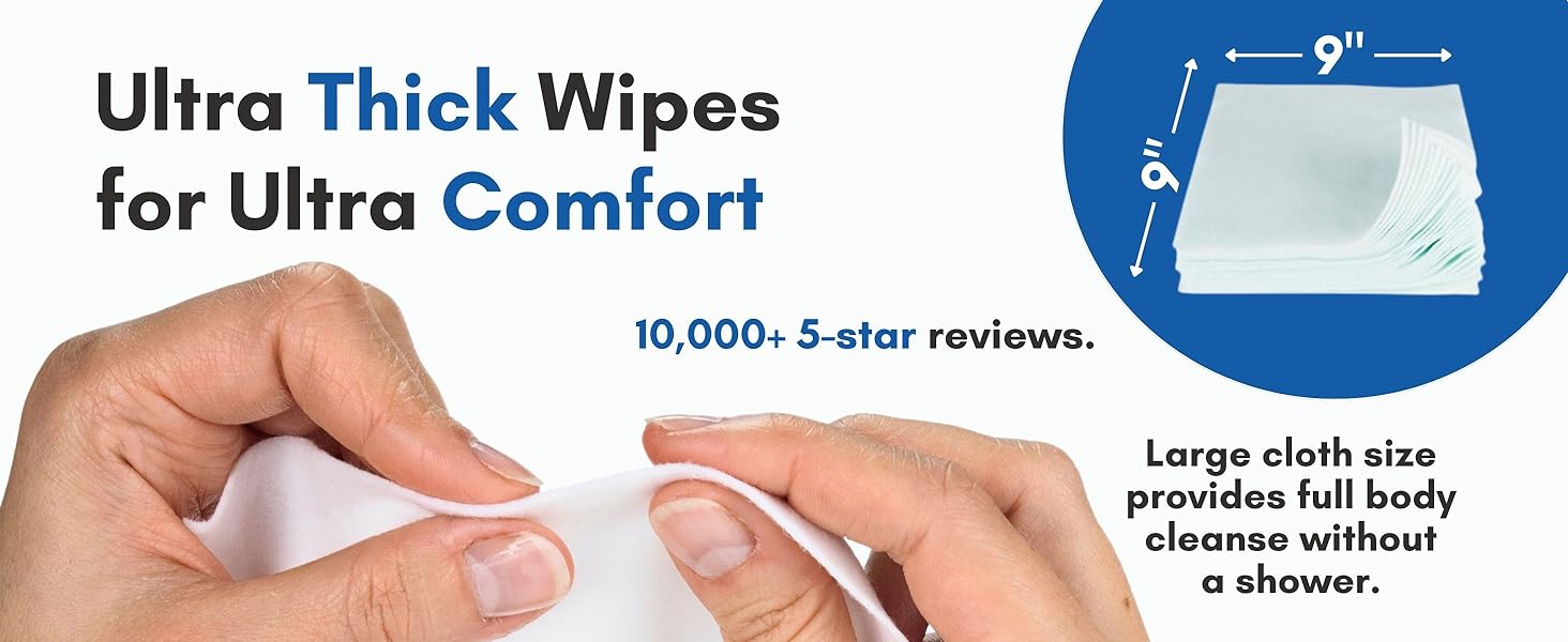 large full body wipes waterless, shower replacement wipes