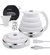 Upgrade Travel Kettle, ShineMe Food Grade Silicone Dual Voltage 110-220V Ultrathin Portable Elect...
