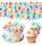 70Pcs Edible Butterfly Cupcake Toppers, Wafer Paper Butterfly Cake Toppers Edible Butterflies for...