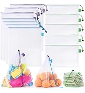 SPLF 12 Pcs Heavy Duty Reusable Mesh Produce Bags, Barcode Scanable See Through Food Safe Mesh Ba...