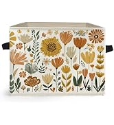 Ghoaoivo Boho Floral Storage Box Bins, Cottagecore Country Wildflower Botanical Collapsible Stora...