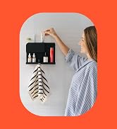 WallShelfie Floating Shelf, Space-Saving Wall-Mounted Organizer with Phone Holder, Cup Holder, He...