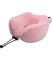 FH Group FH1010BABYPINK Ultimate Comfort Memory Foam Support Travel Neck Pillow Plush Velour